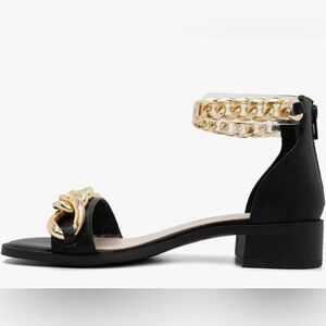 Juicy Couture Black Sandals with Bold Gold Chain Themis 11M